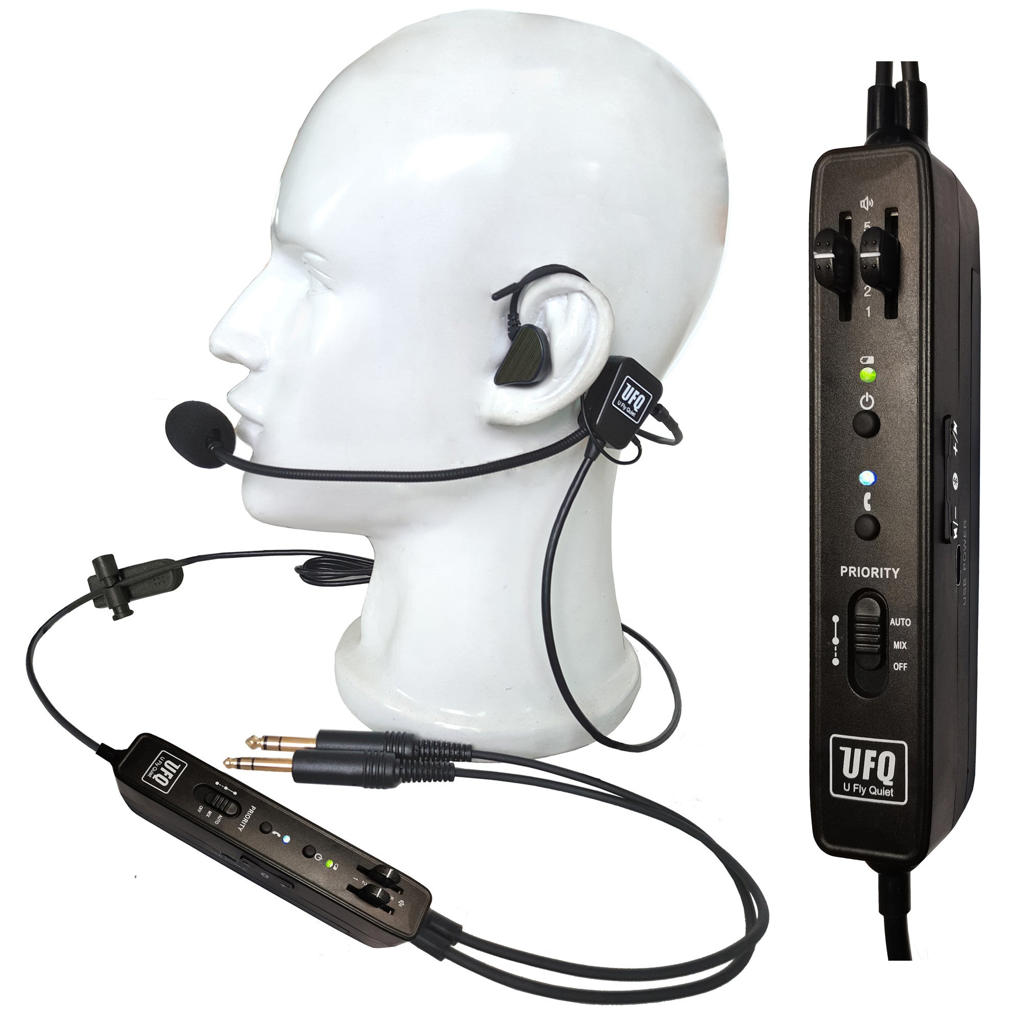 UFQ ANR L2 Aviation NON BT Headset – Active Noise Reduction, Lightweight Design, Hi-Fi Stereo Audio